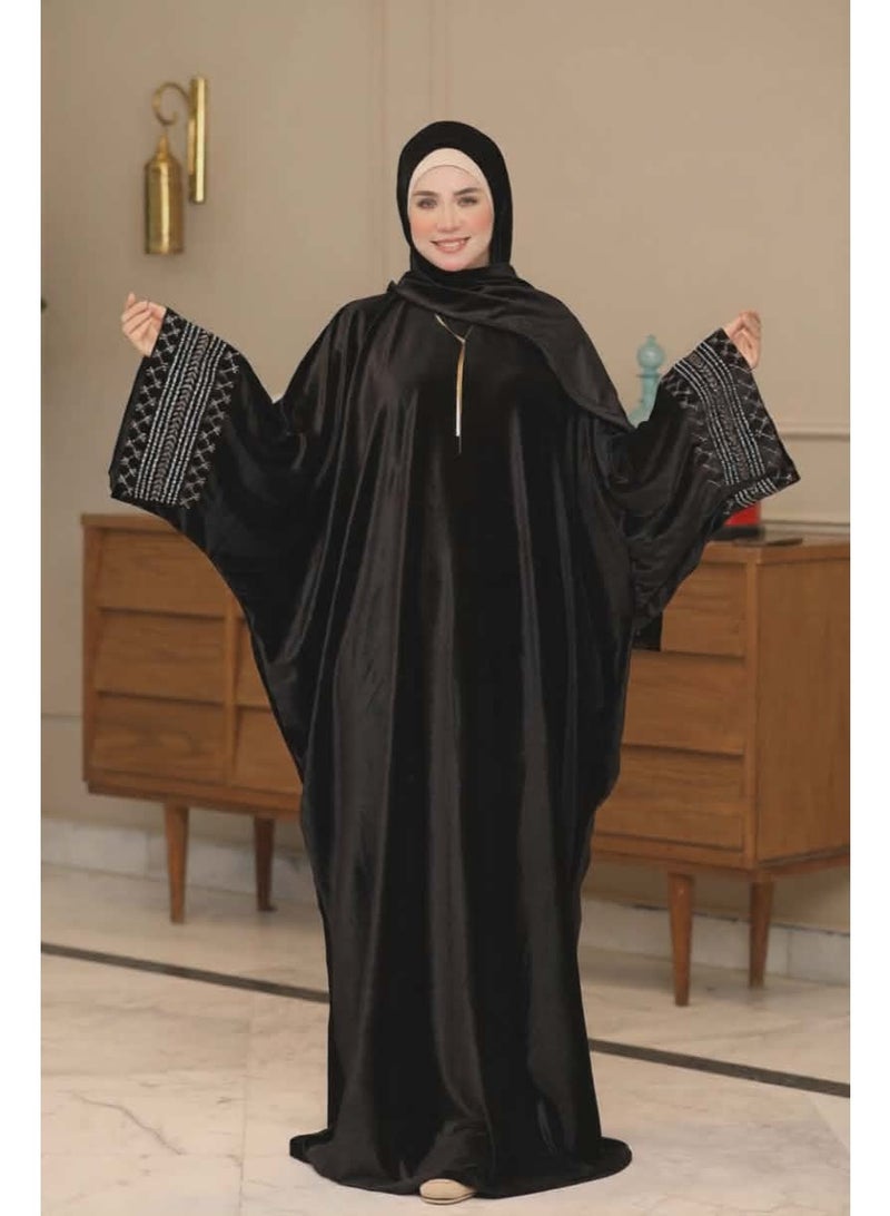 Women's prayer abaya with headscarf – wide Gulf-style sleeves – very chic – black - Image 2